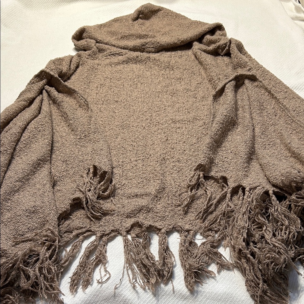 Cozy Fringe Tan Poncho